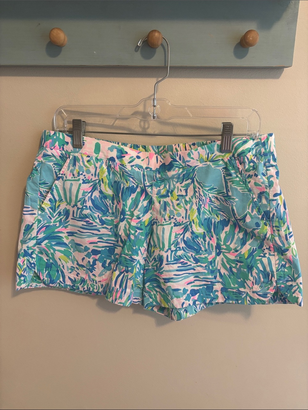 Lilly Pulitzer Ocean View Pull On Shorts Medium M Blue Ibiza Cabana Cocktail